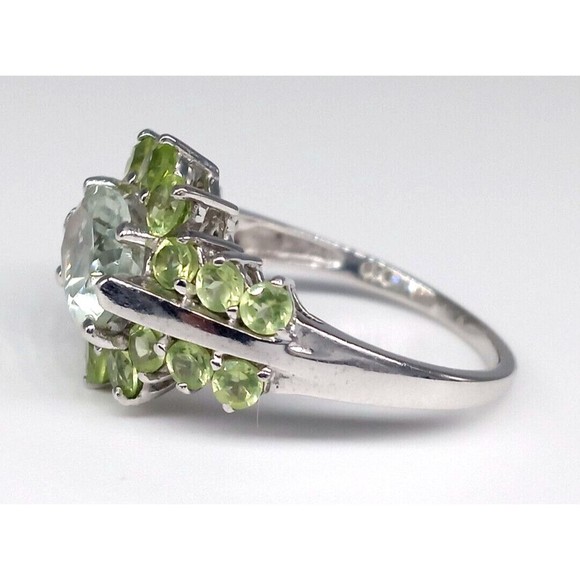 Smoky Quartz Green Peridot Ring Sterling Silver 925 Size 7 Prong Set Sparkly! - Picture 8 of 12